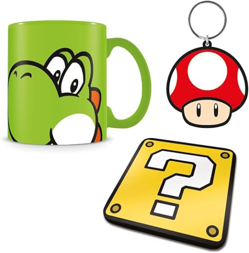 Super Mario Yoshi Mug Coaster Keychain Gift Set