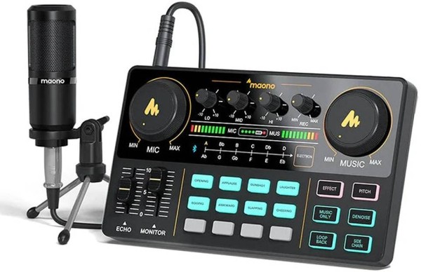 Maonocaster AU-AM200S1 Lite Portable All-In-One Podcast Production Studio With Microphone And Audio Interface