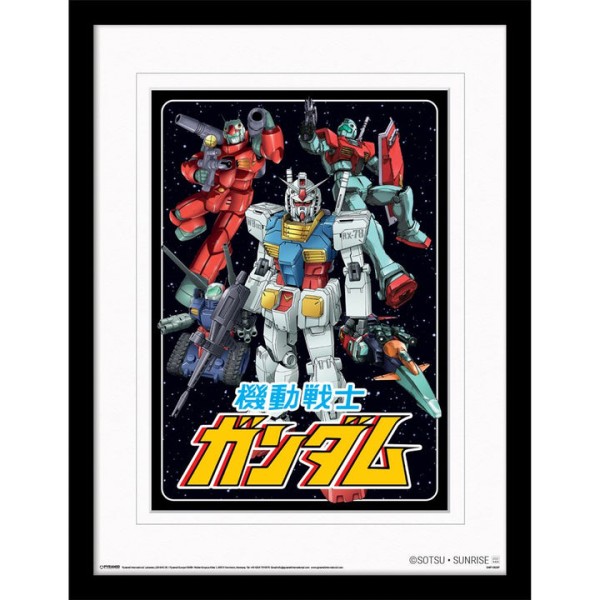 Pyramid Gundam Mech Mash Up 30 X 40cm Digital Mounted Framed