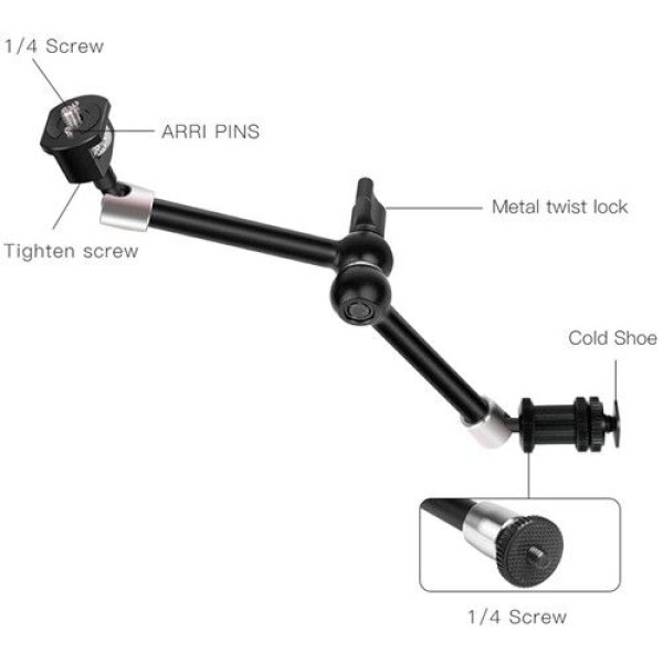 DIGITALFOTO POPEYE7 MAGIC ARM WITH ARRI-STYLE MOUNT TO 1/4"-20/SHOE MOUNT(7")