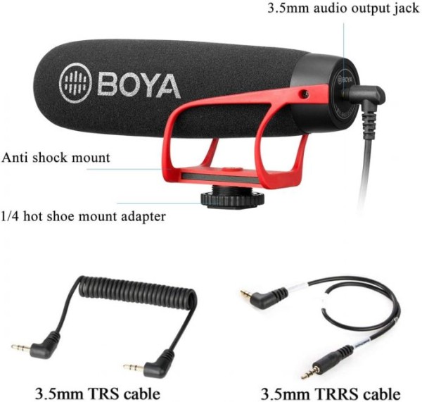 BOYA BY-BM2021 R SUPER CARDIOID VIDEO SHOTGUN MICROPHONE (RED BRACKET VERSION)