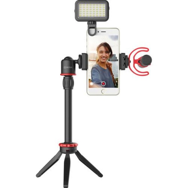 BOYA BY-VG350 SMARTPHONE VLOGGER KIT PLUS WITH BY-MM1+MIC, LED LIGHT, AND ACCESSORIES