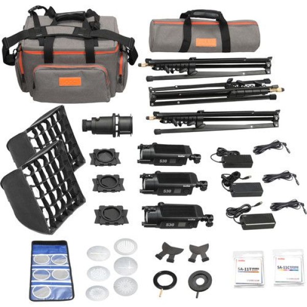 GODOX LED FOCUS LIGHT S30 3 HEAD KIT