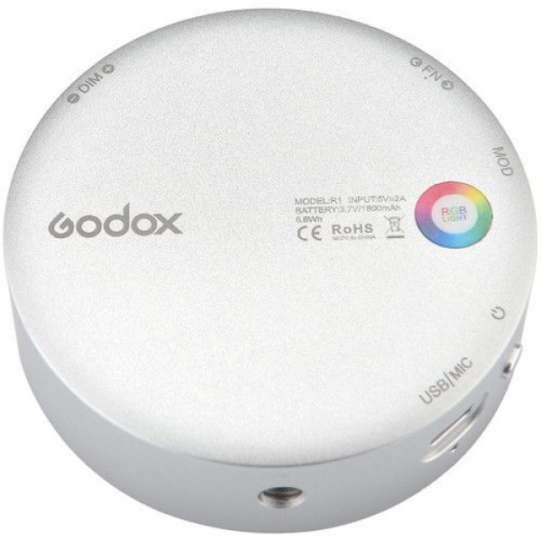 GODOX R1 ROUND MINI RGB LED MAGNETIC LIGHT (SILVER)