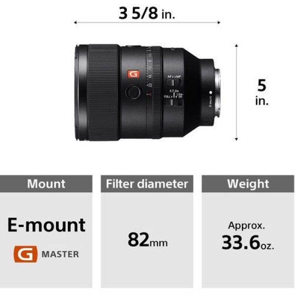 SONY SEL135F18GM FE 135MM F/1.8 GM LENS