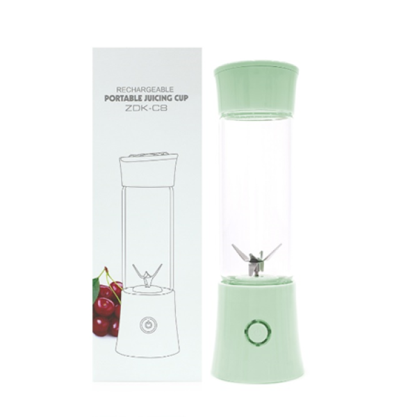 480ml USB Rechargeable Juicer Bottle with 6 blades Material:  Stainless steel Glass Color: WhiteCapacity 480mlBattery 2000MAH