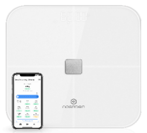 SENSORI White  Wi-Fi Smart Body Scale with User Auto-recognition to track heart rate and analyze body composition through 10 detailed biometrics.