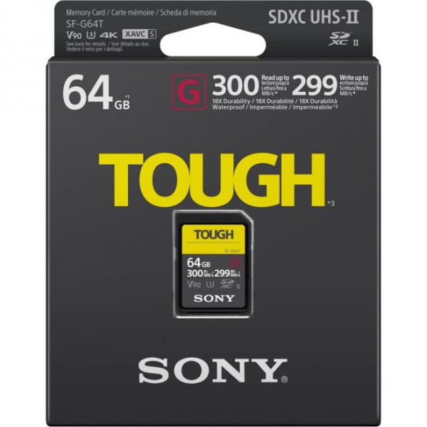 SONY SF-G64T/T1 64GB TOUGH SERIES UHS-II SDXC MEMORY CARD 300/299 MB/S