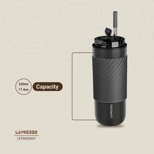 Lepresso Thermal Tumbler With Infusion Filter Gray