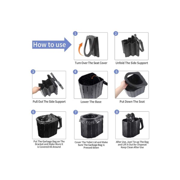 Wolwes Car Travel Emergency Integrated Toilet – Black