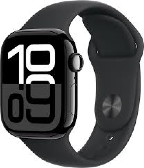 ساعة ابل الجيل العاشر GPS + Cellular  هيكل من الألومنيوم باللون Jet Black ,مقاس 42 ملم, S/M
