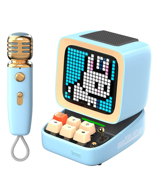 Divoom Ditoo-Mic Retro Pixel Art Game Bluetooth Speaker Microphone Karaoke Function Blue