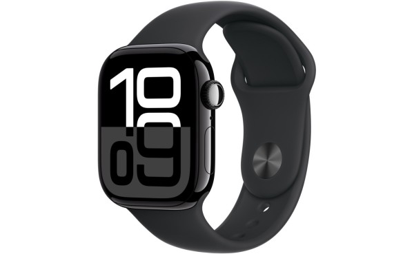 ساعة ابل الجيل العاشر GPS هيكل من الألومنيوم باللون  Jet Black ,مقاس 42 ملم ,M/L