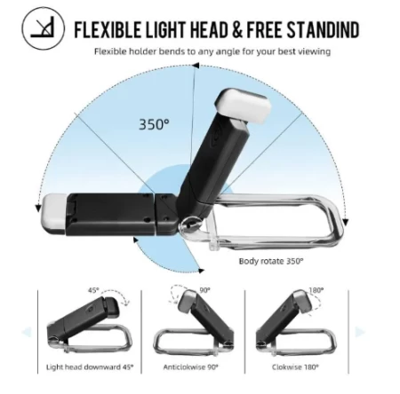 مصباح قراءة ليتوم جينيريك قابل لإعادة الشحن, Bookmark Light - اسود