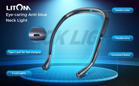 Litom Amber Neck Light, Eye-Caring 4 LED Reading Light