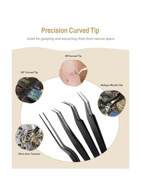 Atmoko 12 PCS ESD Tweezer Set