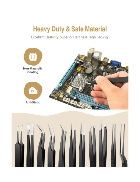Atmoko 12 PCS ESD Tweezer Set