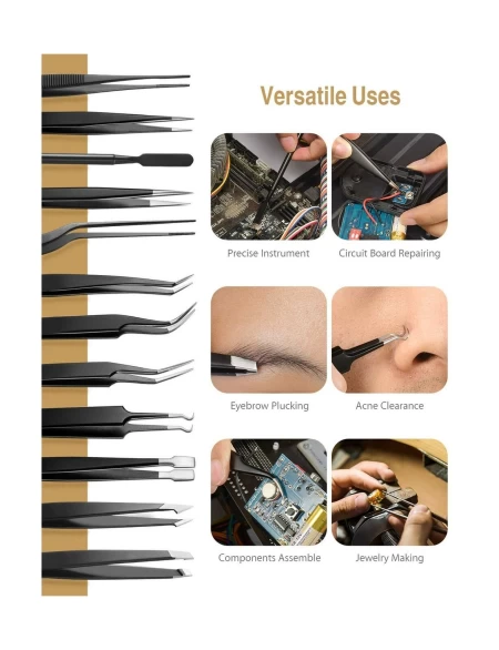 Atmoko 12 PCS ESD Tweezer Set
