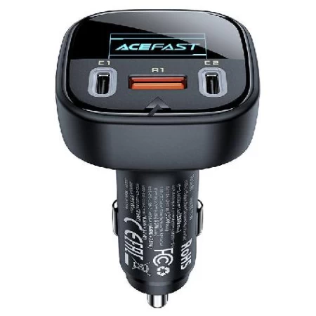 B5 101W (2C+A) metal car charger with OLED smart display black