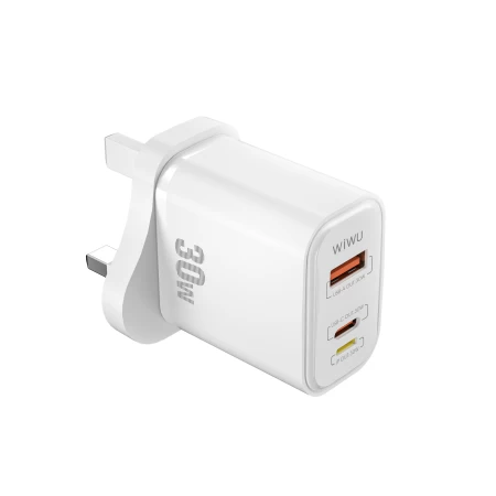 Wi-U021 شاحن سريع SiC 30W PD+QC الأبيض