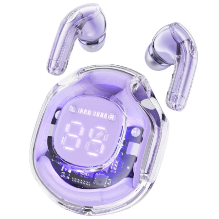 سماعات اذن بلوتوث T8 Crystal (2) ملونة, بنفسجي فاتح