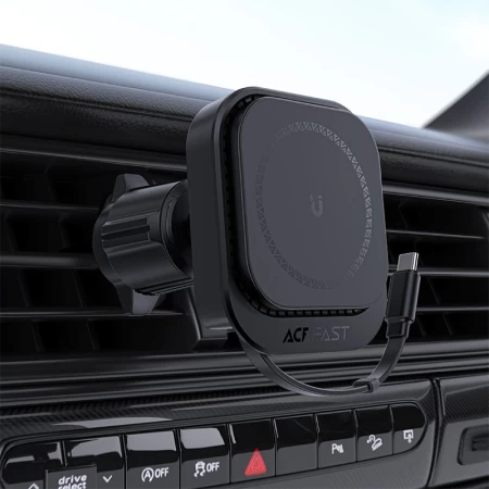 حامل سيارة مغناطيسي لاسلكي D32 مع كابل قابل للسحب air vent, اسود