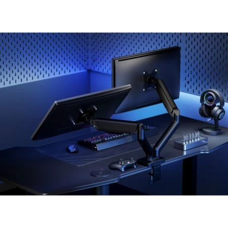 GamerTek Pivot Core Dual Monitor Arm - Black