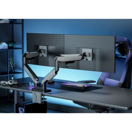 GamerTek Pivot Dual RGB Monitor Arm - Black