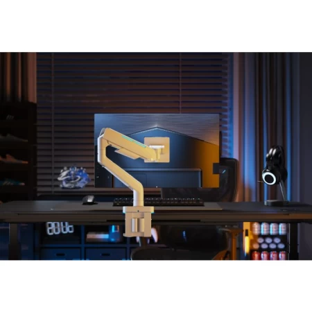 GamerTek Pivot Single RGB Monitor Arm - White