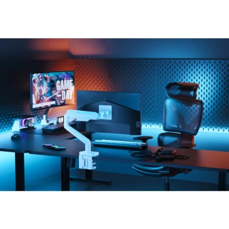 GamerTek Pivot Single RGB Monitor Arm - White