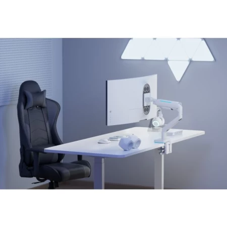 GamerTek Pivot Single RGB Monitor Arm - White