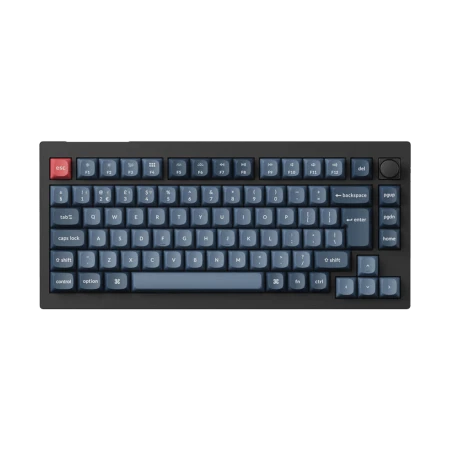 KeyChron V1 Max Swappable RGB Backlight Red Switch 75% Keyboard- Knob Version - Black, Arabic