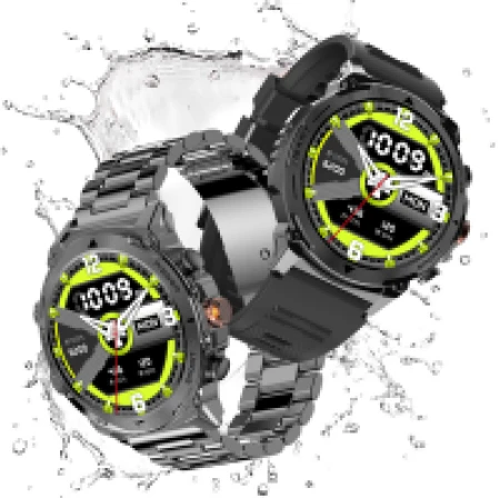 ويوي ساعة الذكية SW03 مع حزامين للساعة: الفولاذ المقاوم للصدأ + السيليكون