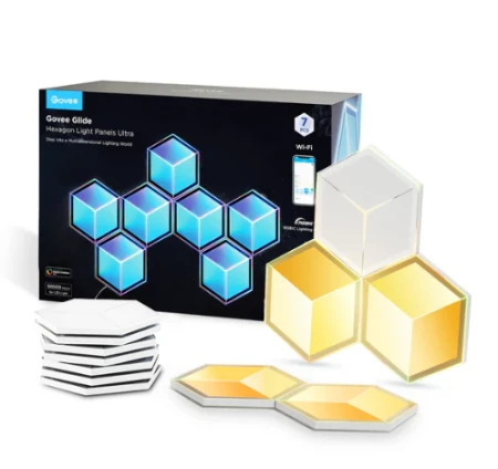 جوفي ألواح إضاءة سداسية Glide Ultra Meteor Grey، عبوة من 7 قطع - H606A