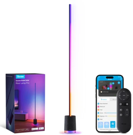 جوفي مصباح أرضي زاوية Lyra RGBICWW مع مكبر صوت، لون أسود H6079