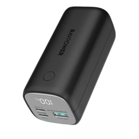 راف باور باور بانك محمول صغير RP-PB208، سعة 14000 مللي أمبير/ساعة، PD30W، بثلاثة منافذ، أسود، إصدار عالمي
