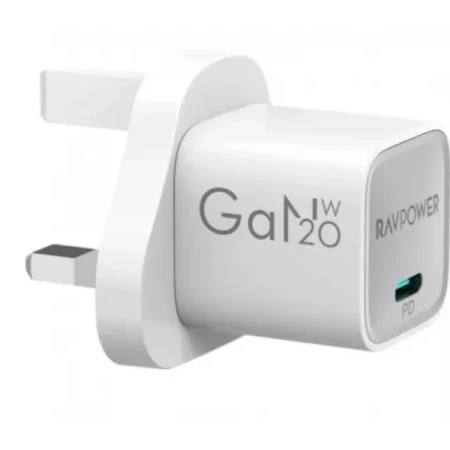 راف باورشاحن RP-PC1055 ميني PD20W GaN من النوع C، أبيض