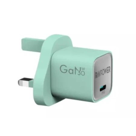 راف باور شاحن RP-PC1056 Mini PD30W GaN من النوع C، أخضر
