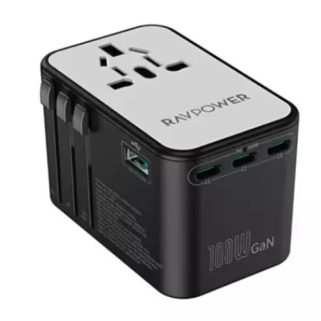 راف باور محول RP-PC1077 GaN100W عالمي 5 في 1، أسود