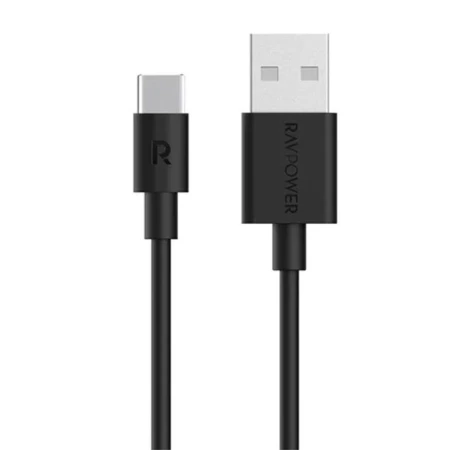 راف باور كابل RP-CB044 من نوع TPE بطول متر واحد، من USB A إلى Type C، أسود