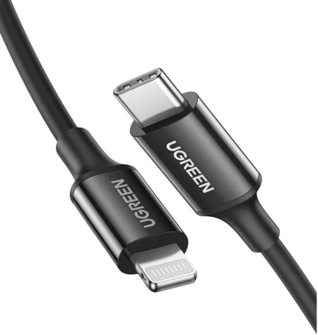 يو جرين كابل USB-C إلى Lightning، مطلي بالنيكل، غلاف ABS، بطول 1 متر (أسود) US171