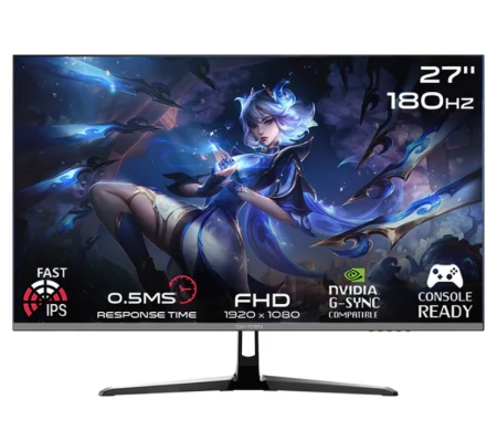 جيم أون, شاشة الألعاب بحجم 27 بوصة بصورة فائقة الوضوح, 180 هرتز, 0.5 ام اس, اتش دي ام اي 2.1 - متوافقة مع بلاي ستيشن 5